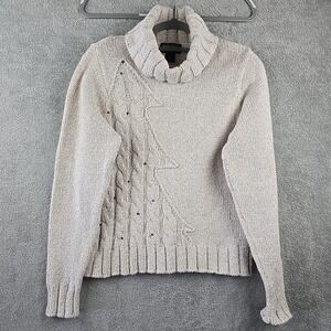 Woolrich Sweater Womens Small Oatmeal Cable‎ knit Turtleneck Long Sleeve